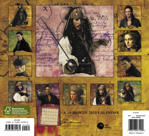 Pirates of the Caribbean 2010 Wall Calendar,Used