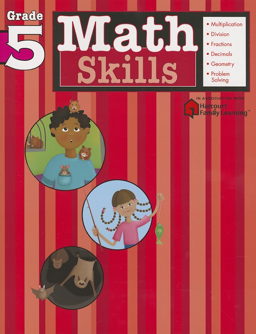 Math Skills: Grade 5 (Flash Kids Harcourt Family Learning),Used