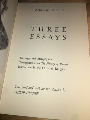 Three Essays: Theology and Metaphysics Prolegomena to the History of Pietism Instruction in the Christian Religion,Used