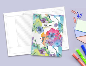 Cornell Notes Notebook: Note Taking with College Ruled Lines, Index and Numbered Pages, Tropical Floral,Used