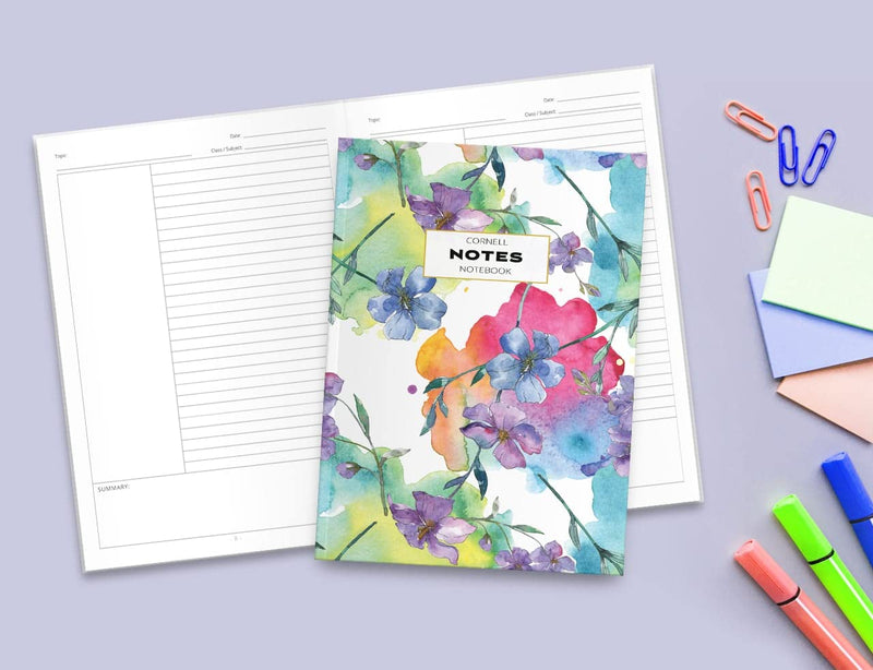 Cornell Notes Notebook: Note Taking with College Ruled Lines, Index and Numbered Pages, Tropical Floral,Used