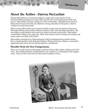 Sarah, Plain and Tall: An Instructional Guide for Literature  Novel Study Guide for Elementary School Literature with Close Rea,Used
