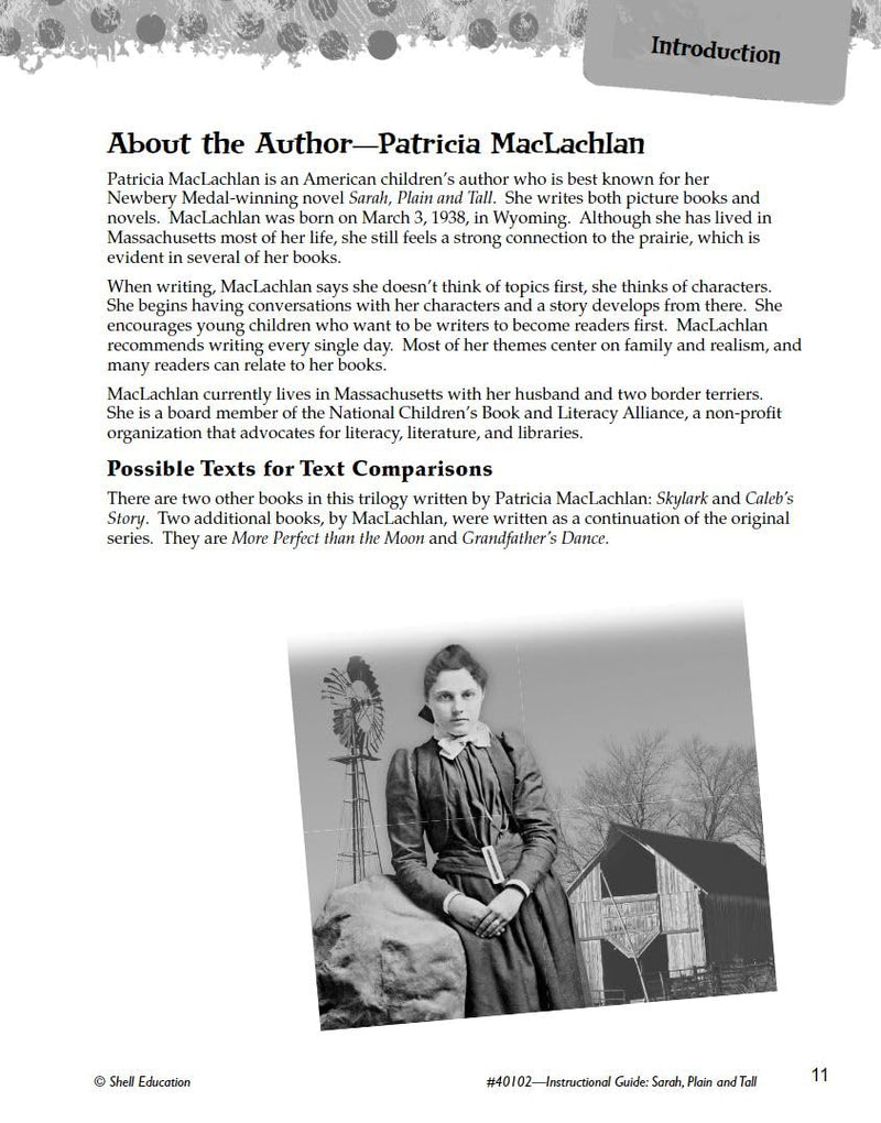 Sarah, Plain and Tall: An Instructional Guide for Literature  Novel Study Guide for Elementary School Literature with Close Rea,Used