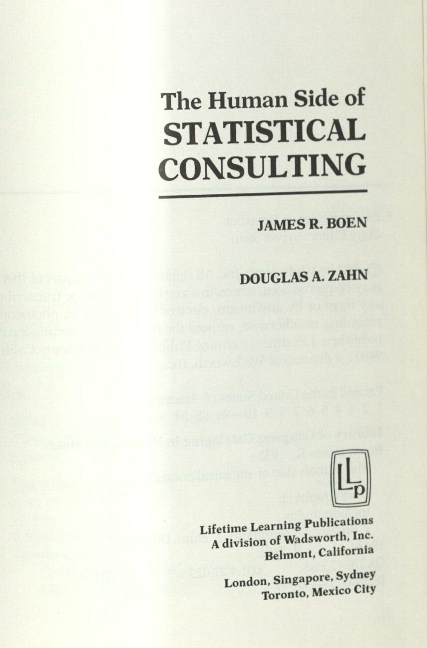 Human Side Of Statistical Consulting,Used