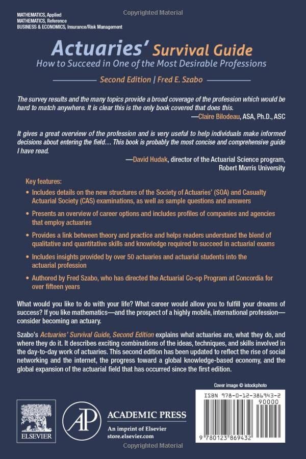 Actuaries' Survival Guide: How To Succeed In One Of The Most Desirable Professions,Used