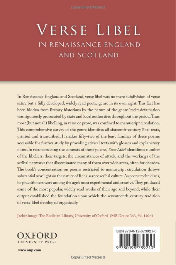 Verse Libel in Renaissance England and Scotland,Used