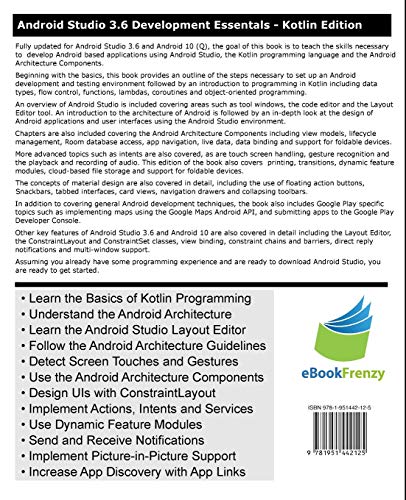 Android Studio 3.6 Development Essentials  Kotlin Edition: Developing Android 10 (Q) Apps Using Android Studio 3.6, Kotlin and ,Used