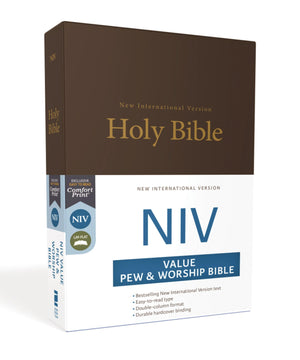 NIV, Value Pew and Worship Bible, Hardcover, Brown,Used