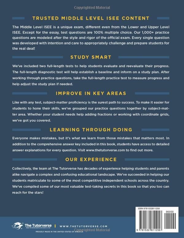 Middle Level Isee: 1000+ Practice Questions-used
