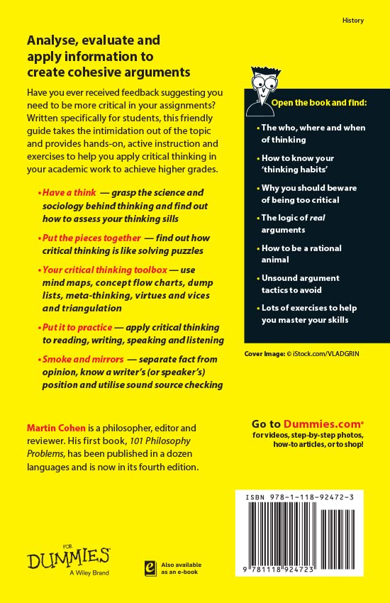 Critical Thinking Skills For Dummies,Used