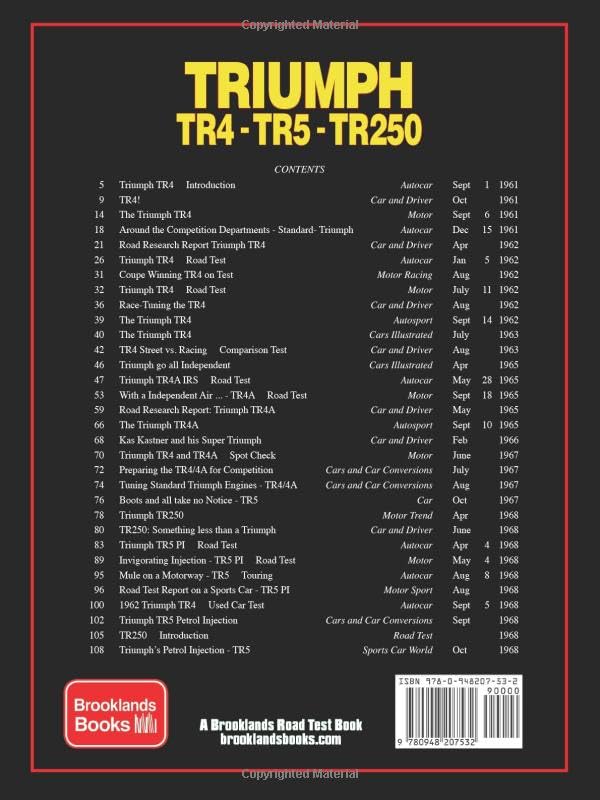 Triumph Tr4 Tr5 Tr250 19611968: Road Test Book-new,New
