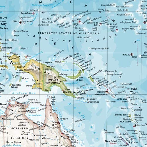 National Geographic World, Pacific Centered Wall Map  Classic  Laminated (46 x 30.5 in) (National Geographic Reference Map),New