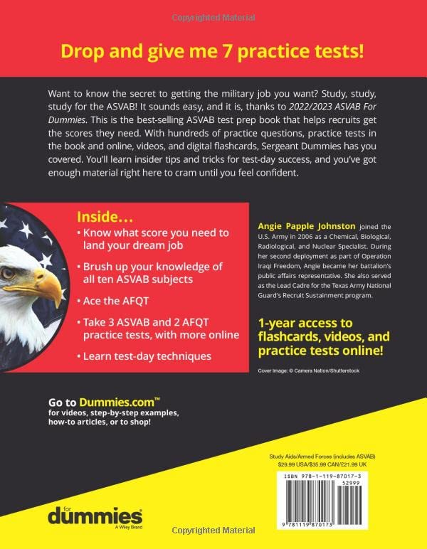 ASVAB for Dummies 2022/2023,Used
