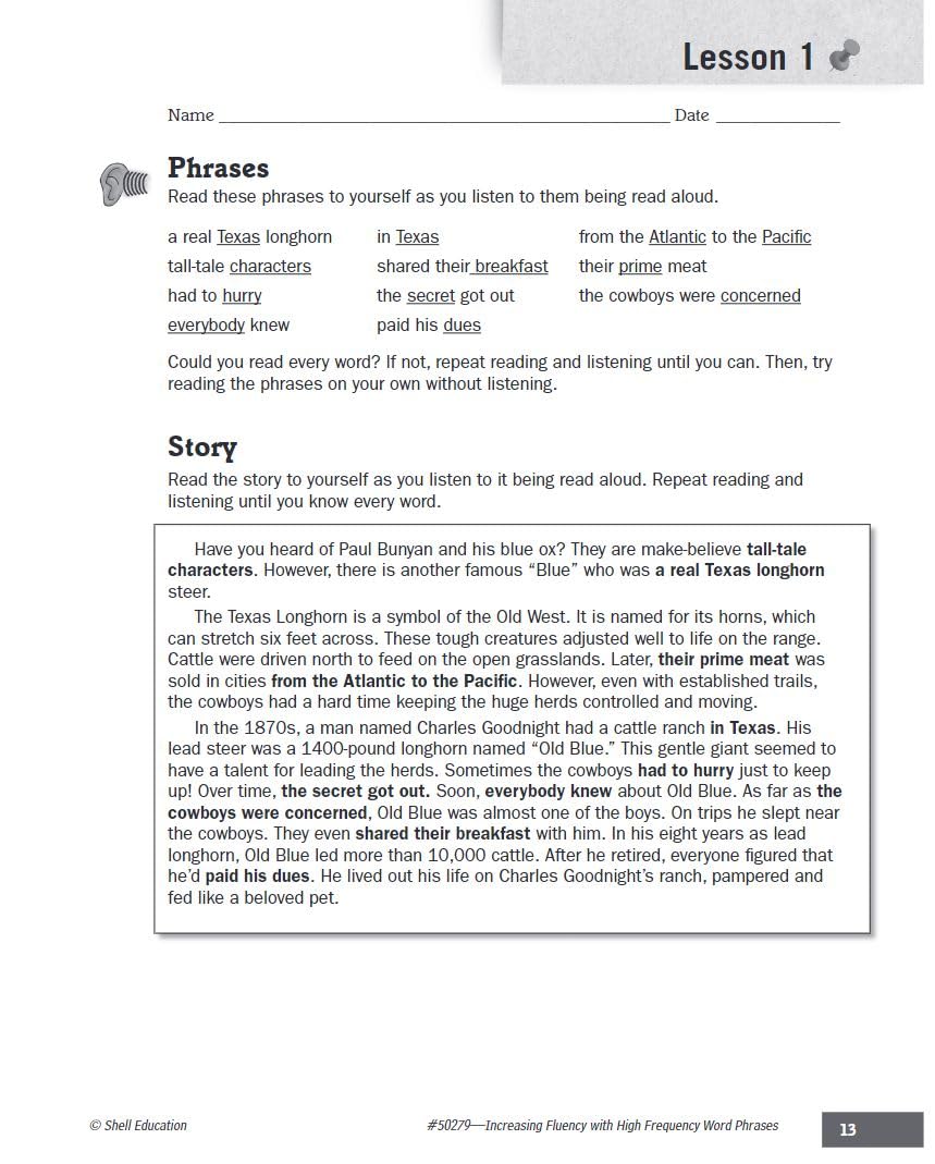 Increasing Fluency with High Frequency Word Phrases Grade 4 (Increasing Fluency Using High Frequency Word Phrases),Used