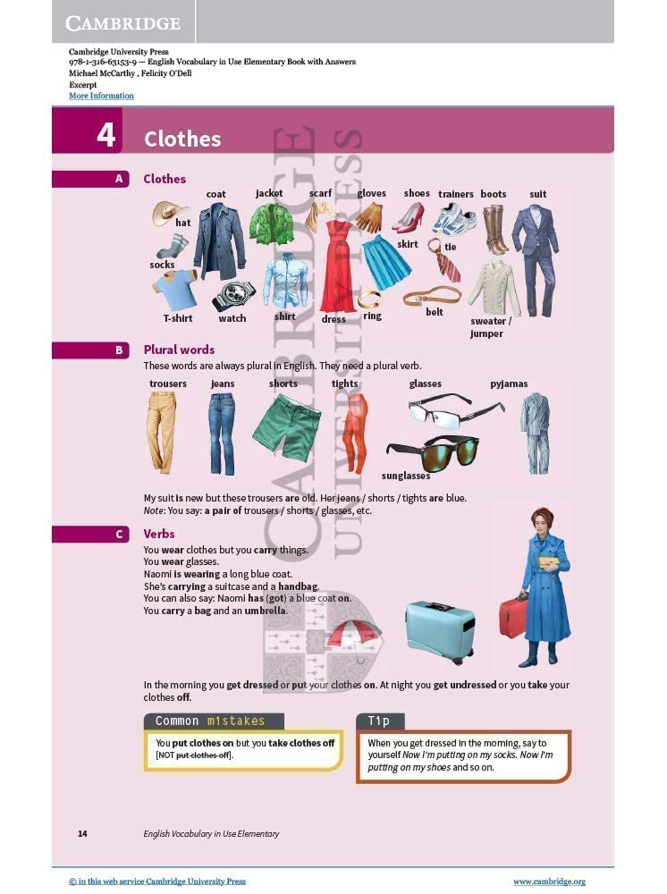 English Vocabulary in Use Elementary Book with Answers: Vocabulary Reference and Practice,Used