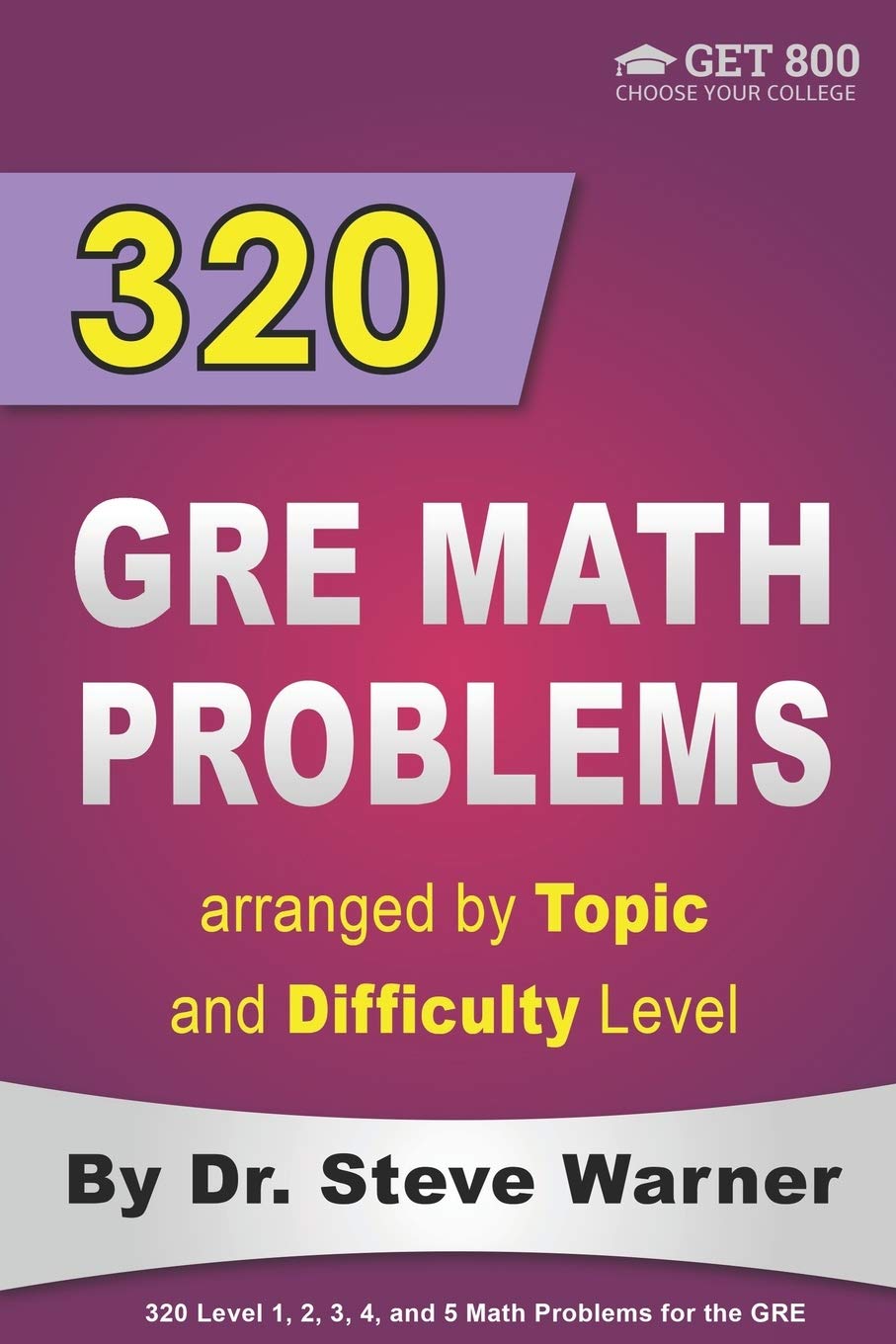 320 GRE Math Problems arranged by Topic and Difficulty Level: 160 GRE Questions with Solutions, 160 Additional Questions with An,Used