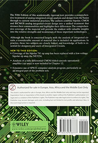 Analysis and Design of Analog Integrated Circuits,Used