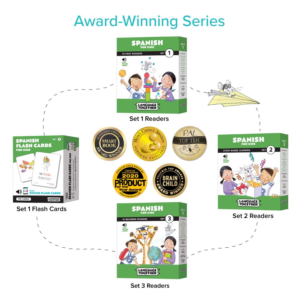 Spanish For Kids Set 2: 10 Beginner Spanish Reading Books For Kids With Online Audio And 100 More First Words: Learning Spanish ,New