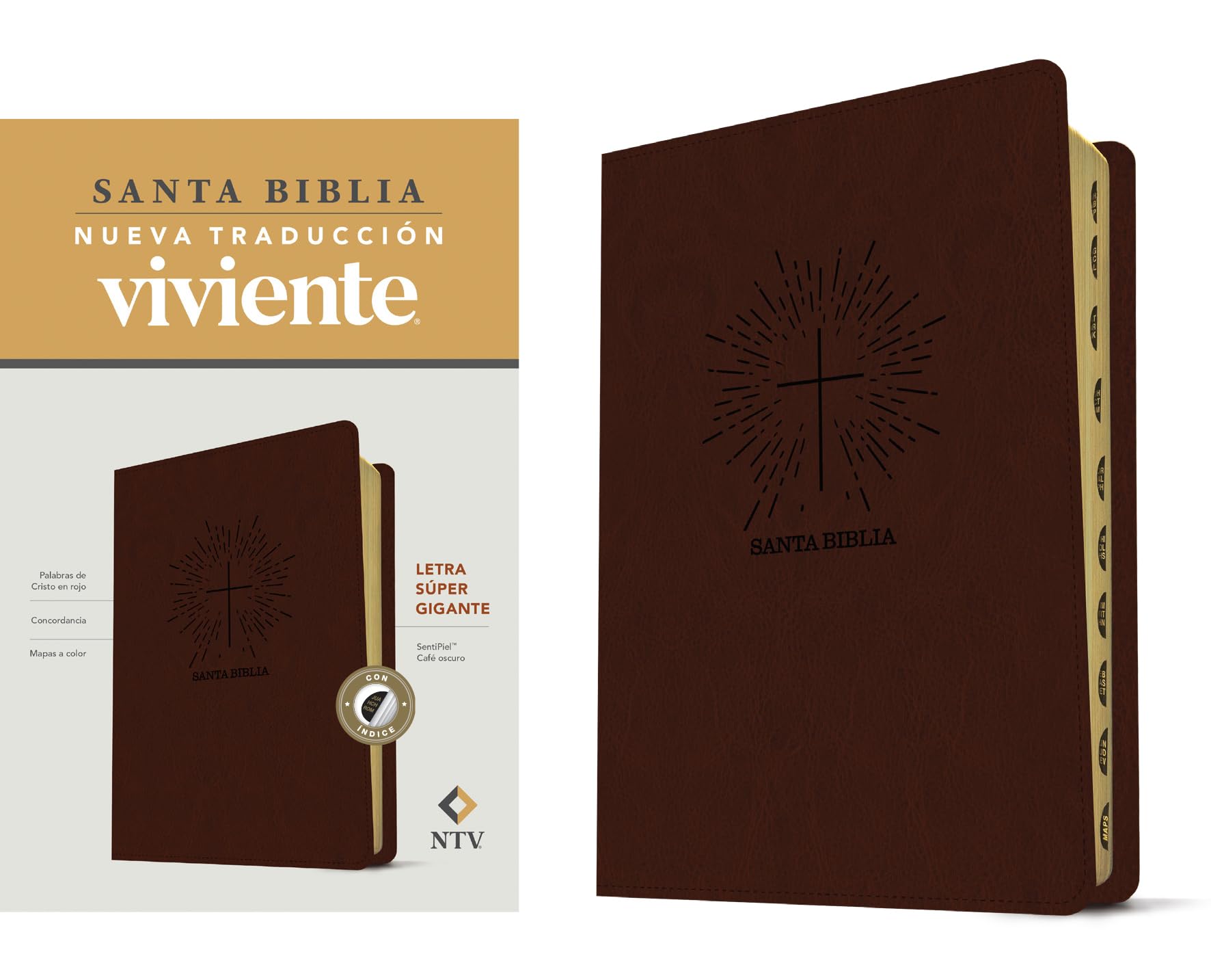 Santa Biblia NTV, letra sper gigante (SentiPiel, Caf oscuro , ndice, Letra Roja) (Spanish Edition),New