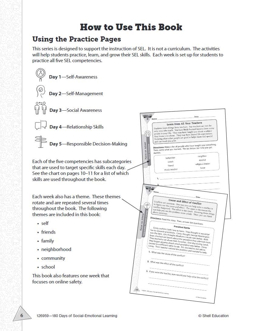 180 Days: SocialEmotional Learning for 3rd Grade Practice Workbook for Classroom and Home, Cool and Fun Practice Created by Tea,Used