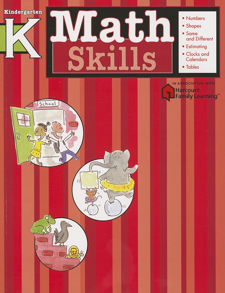 Math Skills: Grade K (Flash Kids Harcourt Family Learning),Used