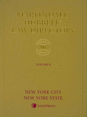 Martindale Hubbell Law Directory 2007: NY STATE, NY CITY: 8,Used