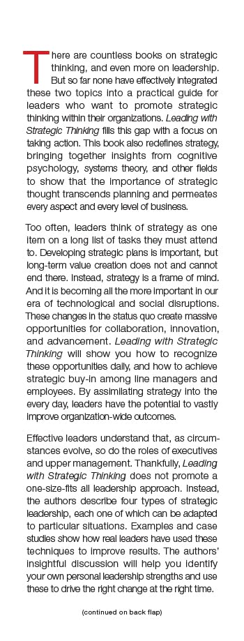 Leading with Strategic Thinking: Four Ways Effective Leaders Gain Insight, Drive Change, and Get Results,Used