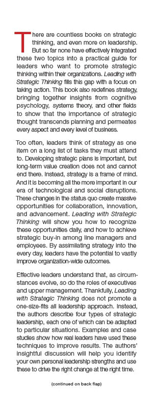 Leading with Strategic Thinking: Four Ways Effective Leaders Gain Insight, Drive Change, and Get Results,Used