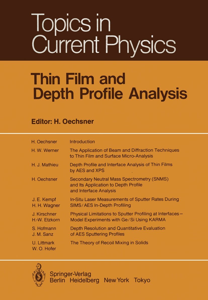 Thin Film and Depth Profile Analysis (Topics in Current Physics, 37),Used