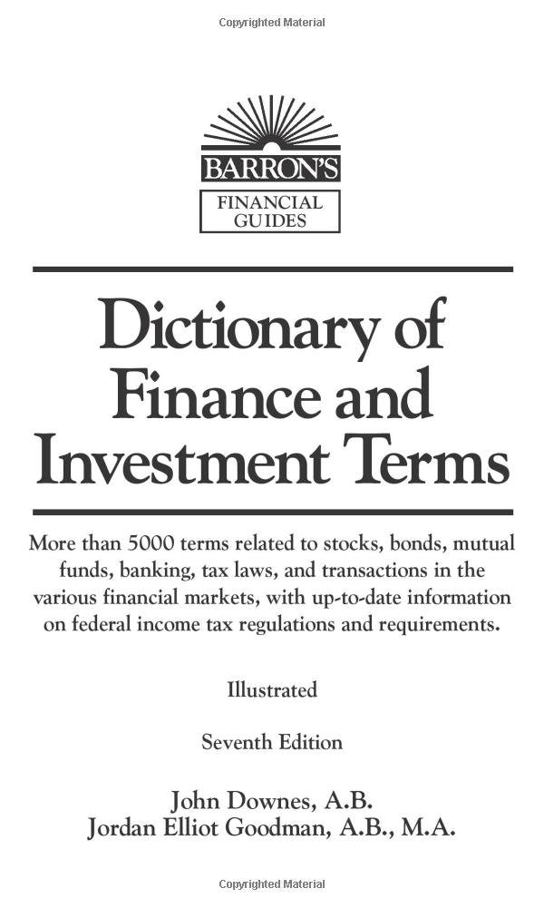 Dictionary of Finance and Investment Terms (Barron's Financial Guides),New