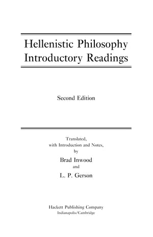 Hellenistic Philosophy (Hackett Classics)