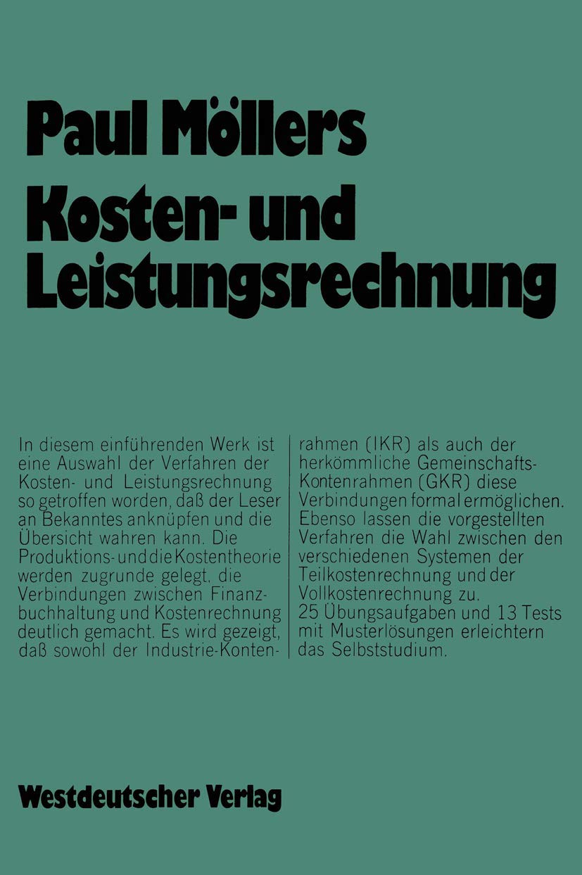 Kosten Und Leistungsrechnung: Einfhrung Und Arbeitsbuch (German Edition),Used