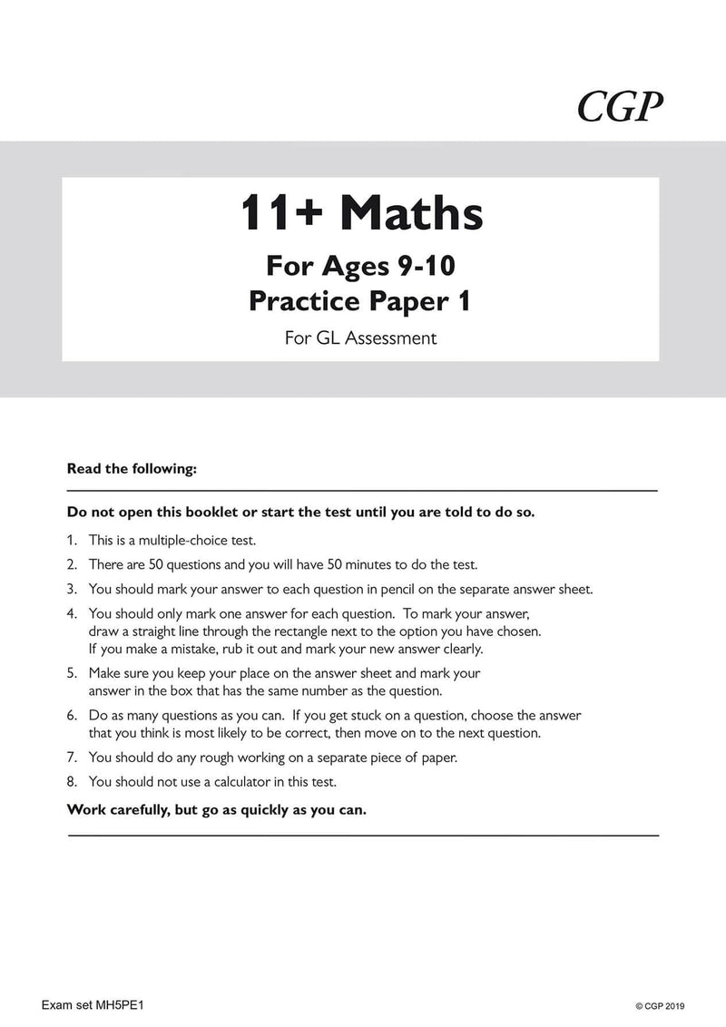 New 11+ GL Maths Practice Papers  Ages 910 (with Parents' Guide & Online Edition) (CGP 11+ GL),Used