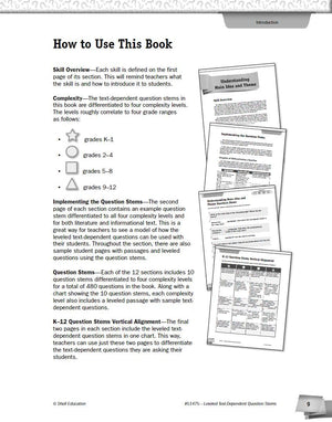 Leveled Text  Dependent Question Stems (Classroom Resources) for Grades K  12,Used
