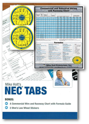 Mike Holts Nec Tabs (Color Coded) With Ohms Law Stickers And Wire Chart  2017 Edition-new