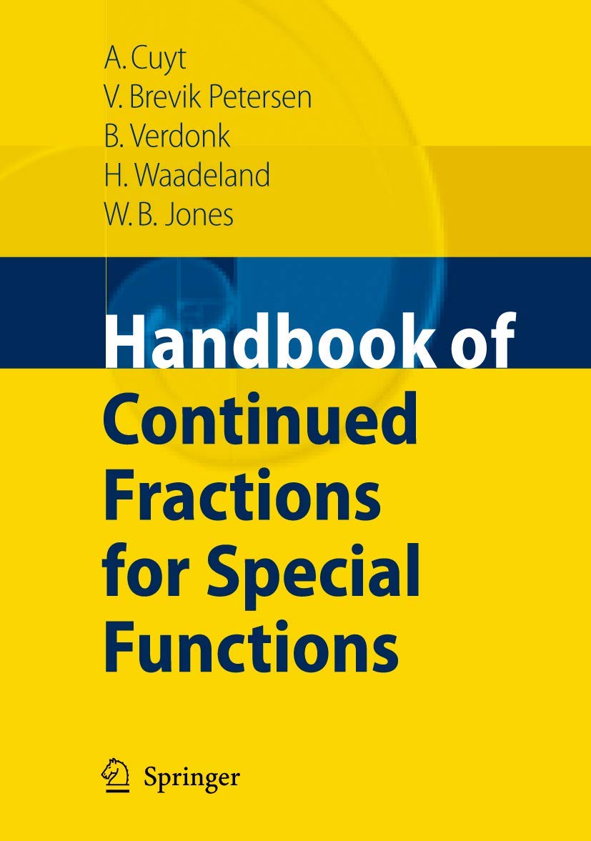 Handbook of Continued Fractions for Special Functions,Used