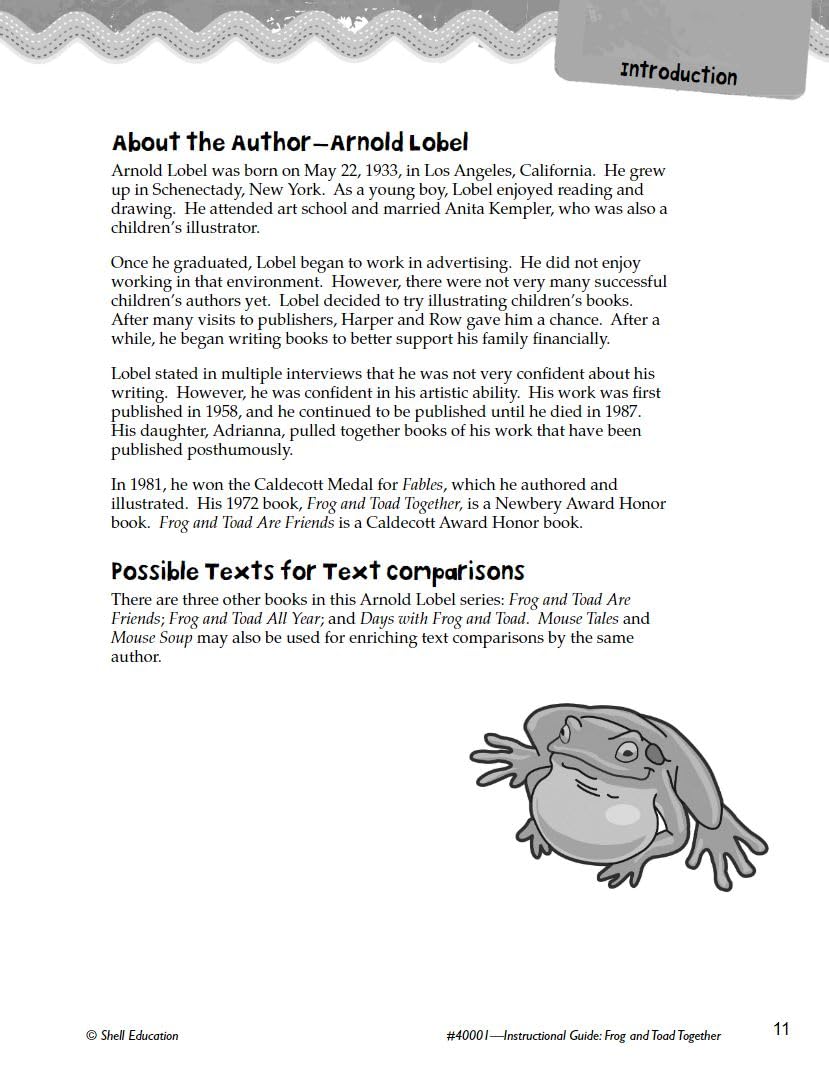 Frog and Toad Together: An Instructional Guide for Literature  Novel Study Guide for Elementary School Literature with Close Re,Used