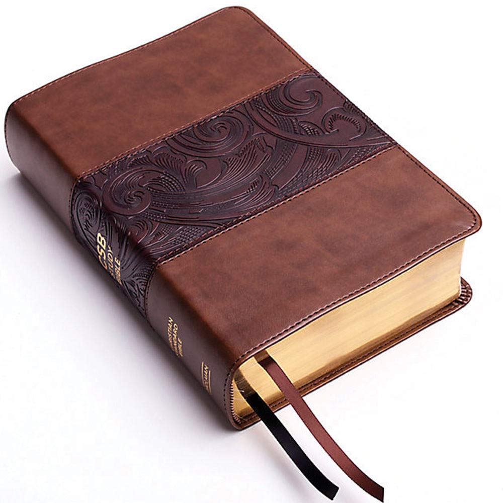 CSB Study Bible, Personal Size Edition, Mahogany LeatherTouch, Red Letter, Study Notes and Commentary, Illustrations, Ribbon Mar,Used