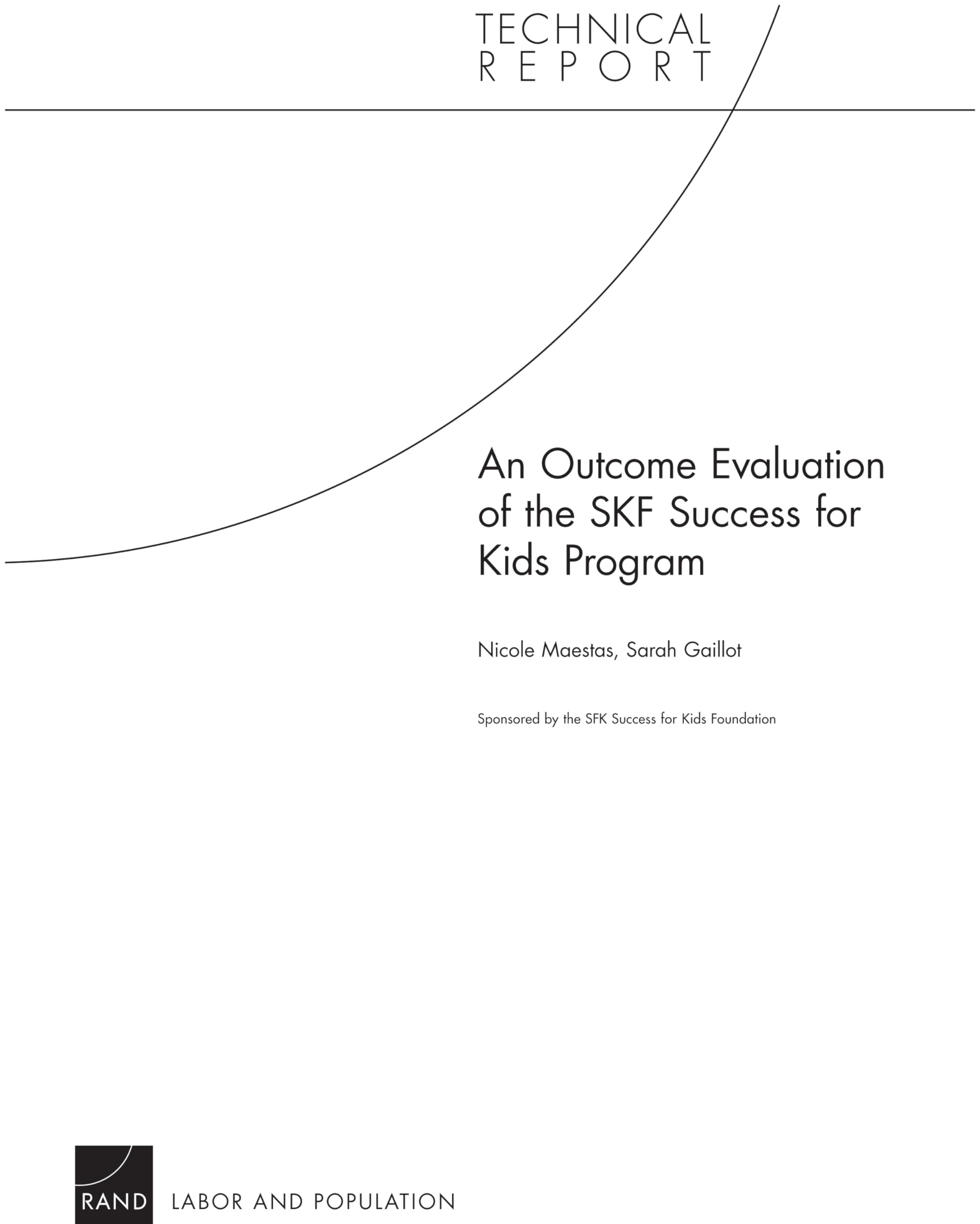 An Outcome Evaluation Of The Success For Kids Program (Technical Report),New