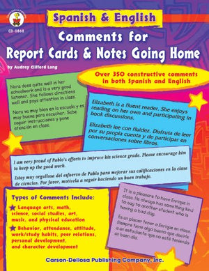 Spanish & English Comments for Report Cards & Notes Going Home, Grades K  5,Used