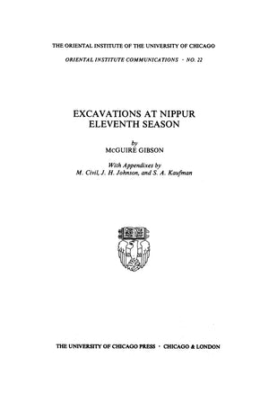 Excavations at Nippur: Eleventh Season (Oriental Institute Communications),Used
