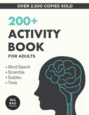 200+ Activity Book for Adults: Puzzles, Word Games & Trivia to Develop a Healthy Mind,Used