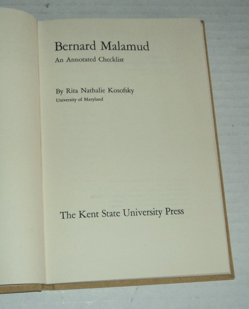 Bernard Malamud; an annotated checklist (The Serif series: bibliographies and checklists),Used