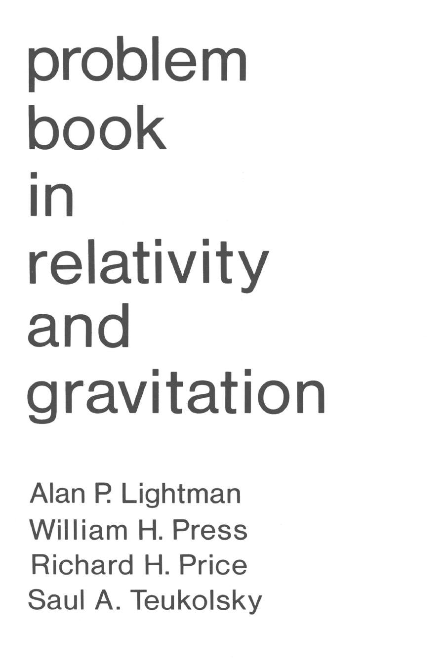 Problem Book in Relativity and Gravitation,Used