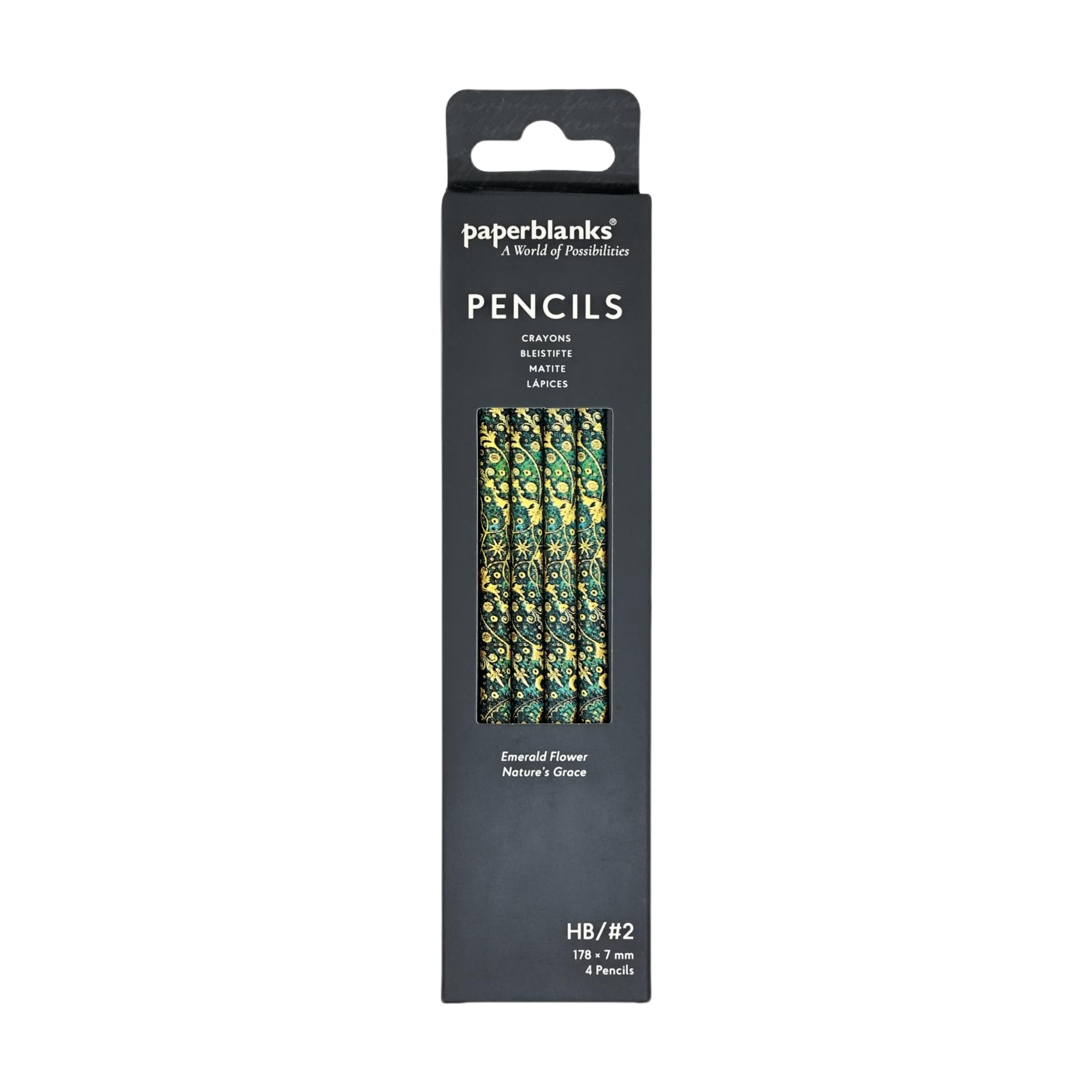Paperblanks | Emerald Flower | NatureS Grace | Pencils | 4 Pack