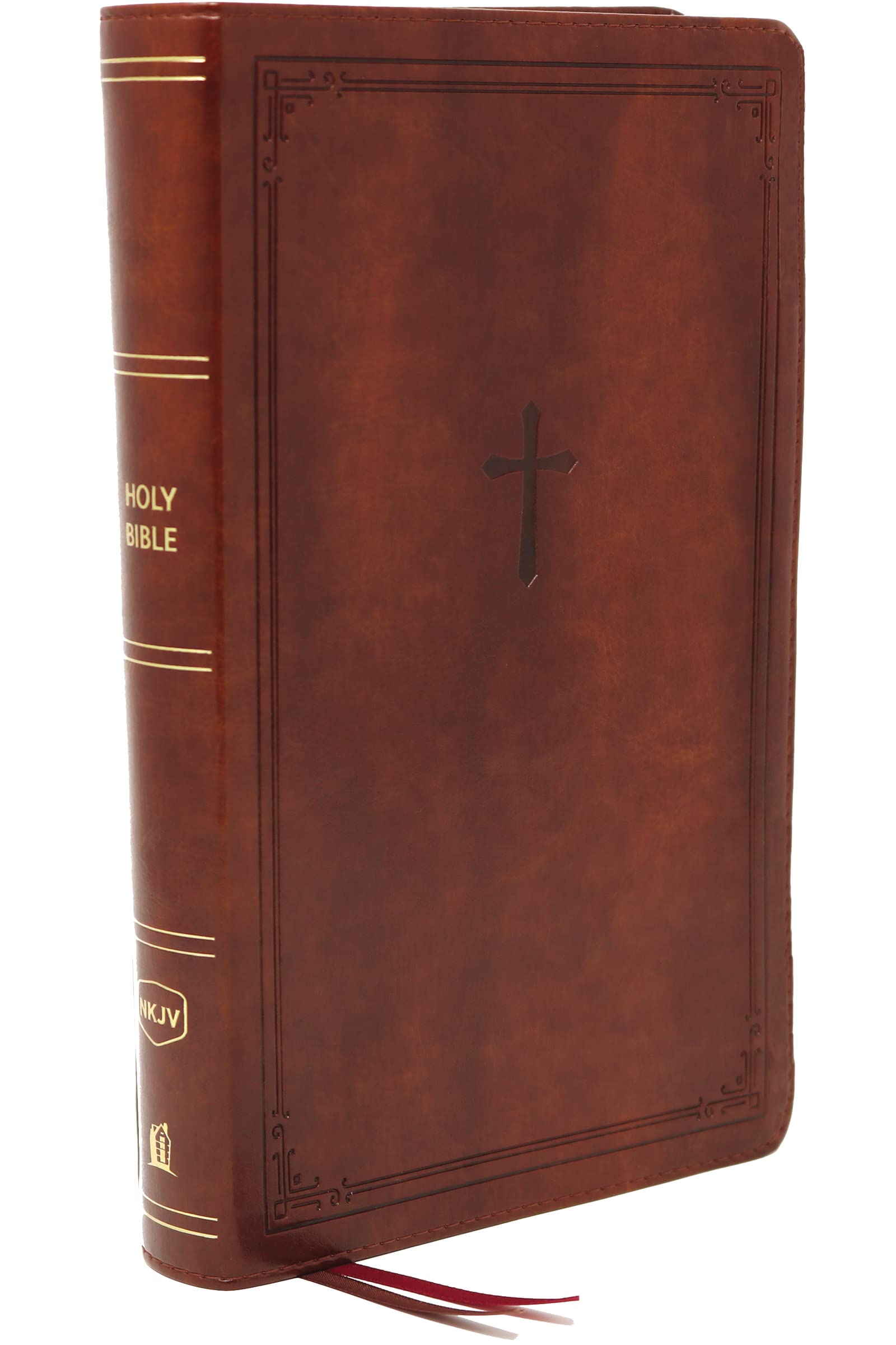 NKJV, EndofVerse Reference Bible, Personal Size Large Print, Leathersoft, Brown, Red Letter, Comfort Print: Holy Bible, New Ki,Used