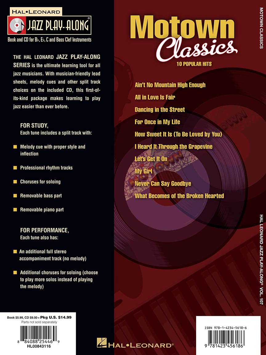 Motown Classics  Jazz PlayAlong Volume 107 Book/Online Audio (Hal Leonard Jazz PlayAlong),Used