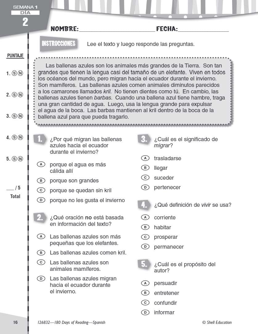 180 Days of Reading for Fourth Grade (Spanish) (180 Days of Practice) (Spanish Edition),Used