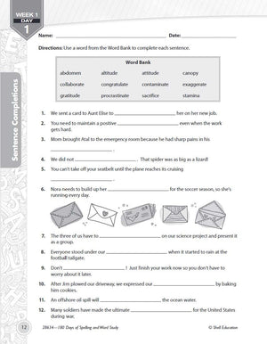 180 Days?: Reading, Vocabulary/Language for 6th Grade Practice Workbook for Classroom and Home, Cool and Fun Practice Created by,Used