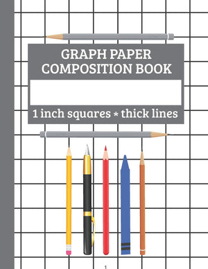 Graph Paper Composition Book, 1 inch square  thick lines: One inch Square Grid (without Margins) Notebook (Volume 2),Used